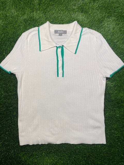 Ribbed knit polo